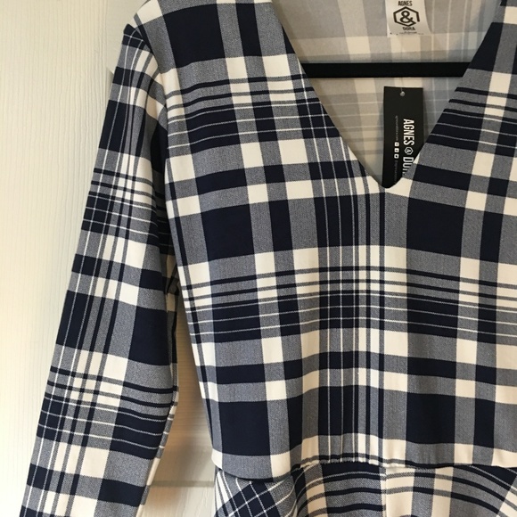 Curie Dress Navy Plaid - Picture 1 of 2